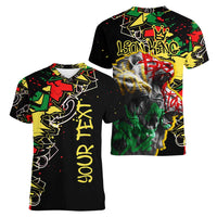 Lion King Africa Graffiti Street Art Women V-Neck T-Shirt Bold Text and Neon Colors Design - Wonder Print Shop