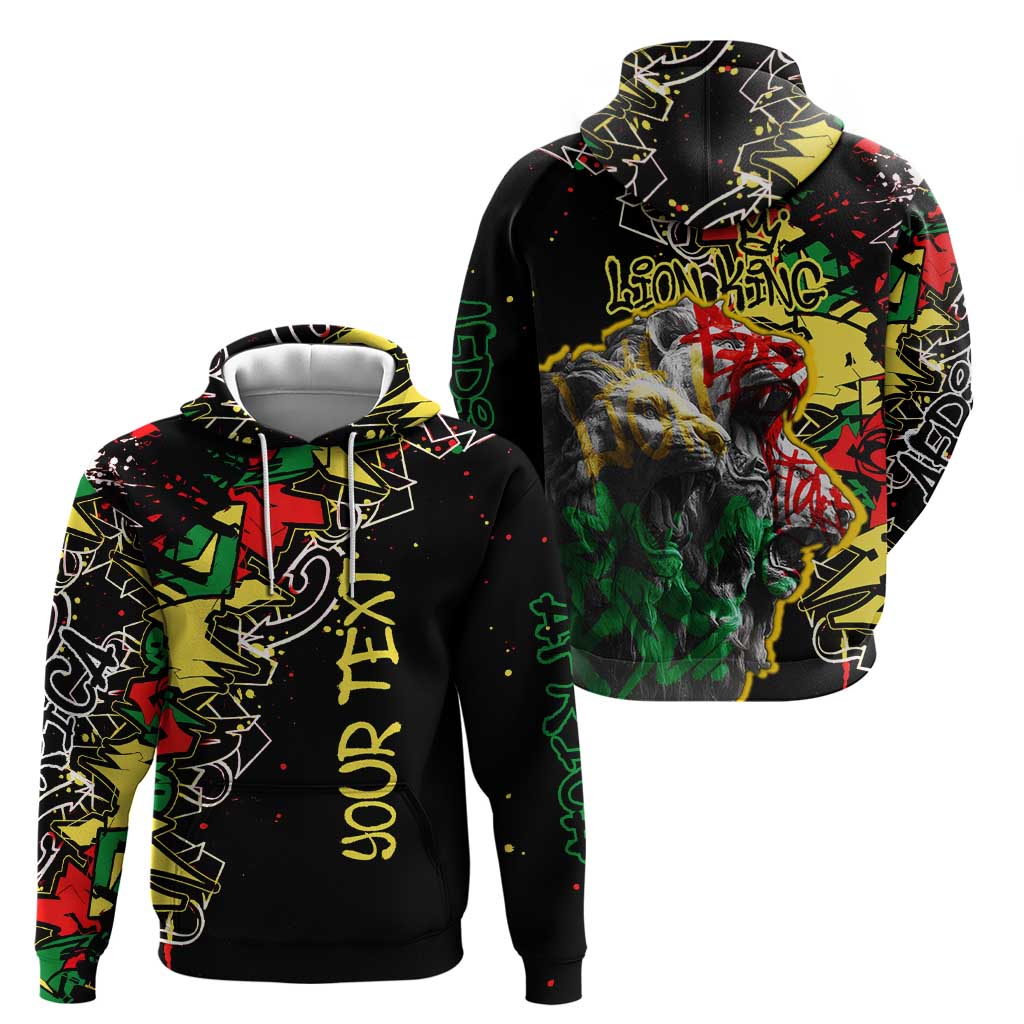 Lion King Africa Graffiti Street Art Zip Hoodie Bold Text and Neon Colors Design - Wonder Print Shop