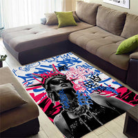 Statue of Liberty Graffiti Street Art Area Rug America Text and 4th of July Theme in Red White and Blue Design - Wonder Print Shop