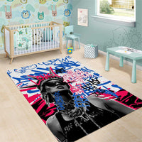 Statue of Liberty Graffiti Street Art Area Rug America Text and 4th of July Theme in Red White and Blue Design - Wonder Print Shop