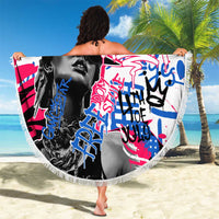 Statue of Liberty Graffiti Street Art Beach Blanket America Text and 4th of July Theme in Red White and Blue Design - Wonder Print Shop