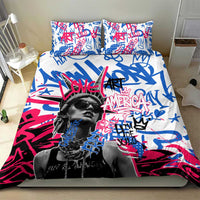 Statue of Liberty Graffiti Street Art Bedding Set America Text and 4th of July Theme in Red White and Blue Design - Wonder Print Shop