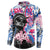 Statue of Liberty Graffiti Street Art Button Sweatshirt America Text and 4th of July Theme in Red White and Blue Design - Wonder Print Shop