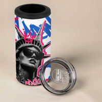 Statue of Liberty Graffiti Street Art 4 in 1 Can Cooler Tumbler America Text and 4th of July Theme in Red White and Blue Design - Wonder Print Shop