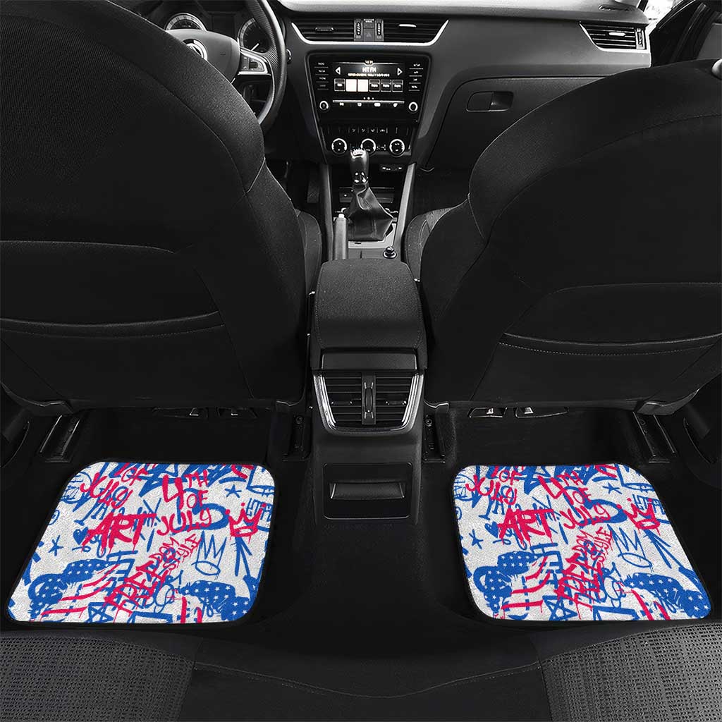Statue of Liberty Graffiti Street Art Car Mats America Text and 4th of July Theme in Red White and Blue Design - Wonder Print Shop