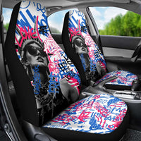 Statue of Liberty Graffiti Street Art Car Seat Cover America Text and 4th of July Theme in Red White and Blue Design - Wonder Print Shop