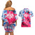 Statue of Liberty Graffiti Street Art Couples Matching Off Shoulder Short Dress and Hawaiian Shirt America Text and 4th of July Theme in Red White and Blue Design - Wonder Print Shop