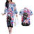 Statue of Liberty Graffiti Street Art Couples Matching Off The Shoulder Long Sleeve Dress and Hawaiian Shirt America Text and 4th of July Theme in Red White and Blue Design - Wonder Print Shop