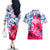 Statue of Liberty Graffiti Street Art Couples Matching Off The Shoulder Long Sleeve Dress and Hawaiian Shirt America Text and 4th of July Theme in Red White and Blue Design - Wonder Print Shop