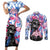 Statue of Liberty Graffiti Street Art Couples Matching Short Sleeve Bodycon Dress and Long Sleeve Button Shirt America Text and 4th of July Theme in Red White and Blue Design - Wonder Print Shop