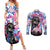 Statue of Liberty Graffiti Street Art Couples Matching Summer Maxi Dress and Long Sleeve Button Shirt America Text and 4th of July Theme in Red White and Blue Design - Wonder Print Shop