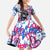 Statue of Liberty Graffiti Street Art Family Matching Long Sleeve Bodycon Dress and Hawaiian Shirt America Text and 4th of July Theme in Red White and Blue Design - Wonder Print Shop