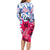 Statue of Liberty Graffiti Street Art Family Matching Long Sleeve Bodycon Dress and Hawaiian Shirt America Text and 4th of July Theme in Red White and Blue Design - Wonder Print Shop