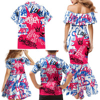 Statue of Liberty Graffiti Street Art Family Matching Mermaid Dress and Hawaiian Shirt America Text and 4th of July Theme in Red White and Blue Design - Wonder Print Shop