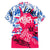 Statue of Liberty Graffiti Street Art Family Matching Off The Shoulder Long Sleeve Dress and Hawaiian Shirt America Text and 4th of July Theme in Red White and Blue Design - Wonder Print Shop