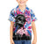 Statue of Liberty Graffiti Street Art Family Matching Off The Shoulder Long Sleeve Dress and Hawaiian Shirt America Text and 4th of July Theme in Red White and Blue Design - Wonder Print Shop