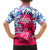 Statue of Liberty Graffiti Street Art Family Matching Off Shoulder Short Dress and Hawaiian Shirt America Text and 4th of July Theme in Red White and Blue Design - Wonder Print Shop