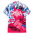 Statue of Liberty Graffiti Street Art Family Matching Off Shoulder Short Dress and Hawaiian Shirt America Text and 4th of July Theme in Red White and Blue Design - Wonder Print Shop