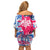 Statue of Liberty Graffiti Street Art Family Matching Off Shoulder Short Dress and Hawaiian Shirt America Text and 4th of July Theme in Red White and Blue Design - Wonder Print Shop