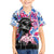 Statue of Liberty Graffiti Street Art Family Matching Off Shoulder Short Dress and Hawaiian Shirt America Text and 4th of July Theme in Red White and Blue Design - Wonder Print Shop