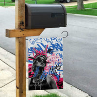 Statue of Liberty Graffiti Street Art Garden Flag America Text and 4th of July Theme in Red White and Blue Design - Wonder Print Shop