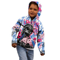 Statue of Liberty Graffiti Street Art Kid Hoodie America Text and 4th of July Theme in Red White and Blue Design - Wonder Print Shop