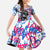 Statue of Liberty Graffiti Street Art Kid Short Sleeve Dress America Text and 4th of July Theme in Red White and Blue Design - Wonder Print Shop