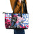 Statue of Liberty Graffiti Street Art Leather Tote Bag America Text and 4th of July Theme in Red White and Blue Design - Wonder Print Shop