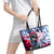 Statue of Liberty Graffiti Street Art Leather Tote Bag America Text and 4th of July Theme in Red White and Blue Design - Wonder Print Shop