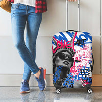 Statue of Liberty Graffiti Street Art Luggage Cover America Text and 4th of July Theme in Red White and Blue Design - Wonder Print Shop