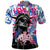 Statue of Liberty Graffiti Street Art Polo Shirt America Text and 4th of July Theme in Red White and Blue Design - Wonder Print Shop