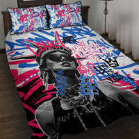 Statue of Liberty Graffiti Street Art Quilt Bed Set America Text and 4th of July Theme in Red White and Blue Design - Wonder Print Shop