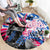 Statue of Liberty Graffiti Street Art Round Carpet America Text and 4th of July Theme in Red White and Blue Design - Wonder Print Shop