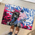 Statue of Liberty Graffiti Street Art Rubber Doormat America Text and 4th of July Theme in Red White and Blue Design - Wonder Print Shop