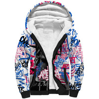 Statue of Liberty Graffiti Street Art Sherpa Hoodie America Text and 4th of July Theme in Red White and Blue Design - Wonder Print Shop