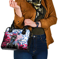 Statue of Liberty Graffiti Street Art Shoulder Handbag America Text and 4th of July Theme in Red White and Blue Design - Wonder Print Shop