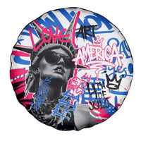 Statue of Liberty Graffiti Street Art Spare Tire Cover America Text and 4th of July Theme in Red White and Blue Design - Wonder Print Shop