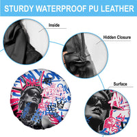 Statue of Liberty Graffiti Street Art Spare Tire Cover America Text and 4th of July Theme in Red White and Blue Design - Wonder Print Shop