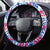 Statue of Liberty Graffiti Street Art Steering Wheel Cover America Text and 4th of July Theme in Red White and Blue Design - Wonder Print Shop