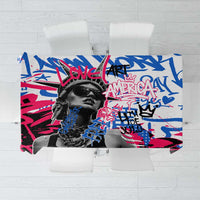 Statue of Liberty Graffiti Street Art Tablecloth America Text and 4th of July Theme in Red White and Blue Design - Wonder Print Shop