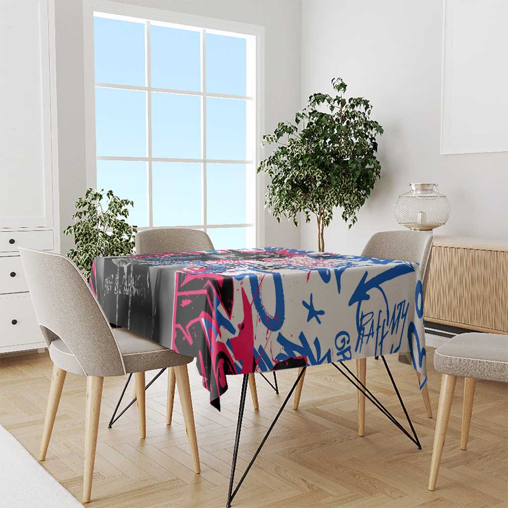 Statue of Liberty Graffiti Street Art Tablecloth America Text and 4th of July Theme in Red White and Blue Design - Wonder Print Shop