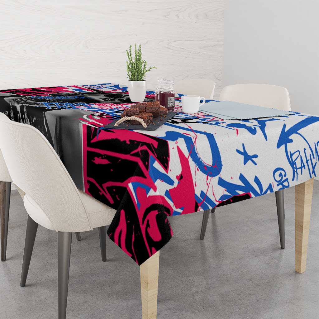 Statue of Liberty Graffiti Street Art Tablecloth America Text and 4th of July Theme in Red White and Blue Design - Wonder Print Shop