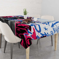 Statue of Liberty Graffiti Street Art Tablecloth America Text and 4th of July Theme in Red White and Blue Design - Wonder Print Shop