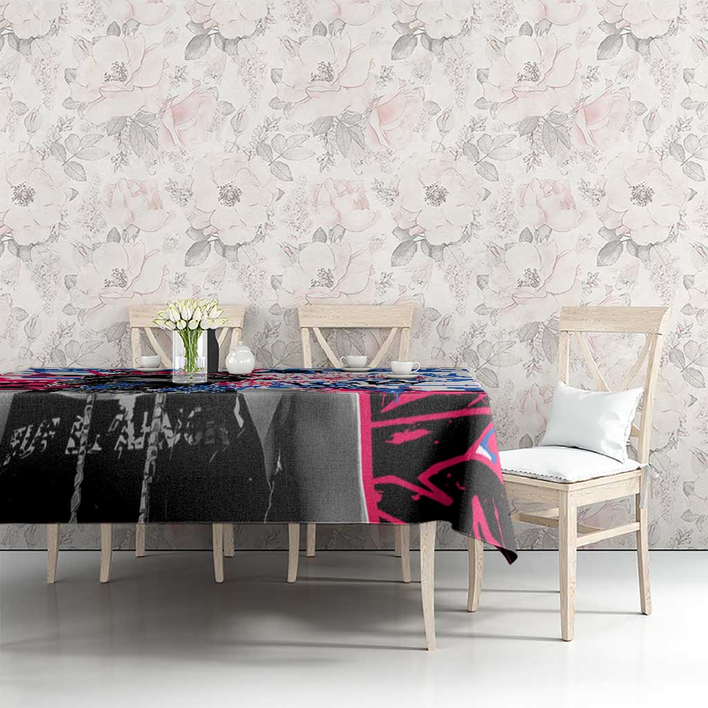 Statue of Liberty Graffiti Street Art Tablecloth America Text and 4th of July Theme in Red White and Blue Design - Wonder Print Shop