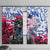 Statue of Liberty Graffiti Street Art Window Curtain America Text and 4th of July Theme in Red White and Blue Design - Wonder Print Shop