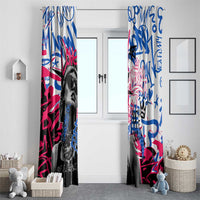 Statue of Liberty Graffiti Street Art Window Curtain America Text and 4th of July Theme in Red White and Blue Design - Wonder Print Shop
