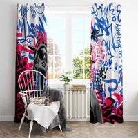 Statue of Liberty Graffiti Street Art Window Curtain America Text and 4th of July Theme in Red White and Blue Design - Wonder Print Shop