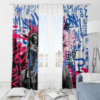 Statue of Liberty Graffiti Street Art Window Curtain America Text and 4th of July Theme in Red White and Blue Design - Wonder Print Shop