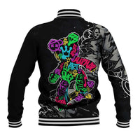 Teddy Bear Hip Hop Graffiti Street Art Baseball Jacket Crown Shades and Colorful Spray Paint Design - Wonder Print Shop