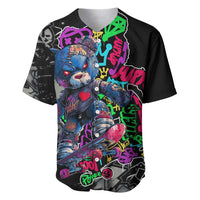Teddy Bear Hip Hop Graffiti Street Art Baseball Jersey Crown Shades and Colorful Spray Paint Design - Wonder Print Shop